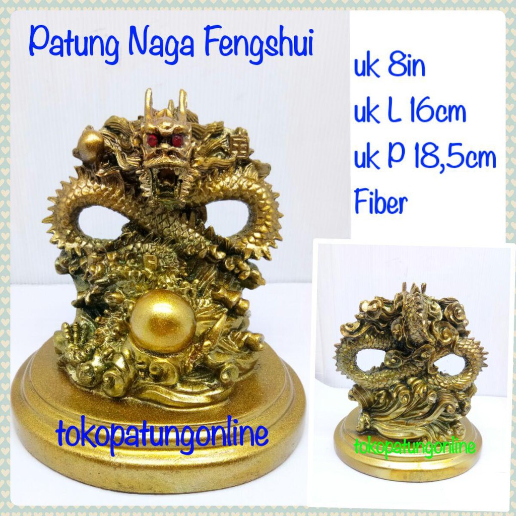 Patung Naga Fengshui Fiber 20cm