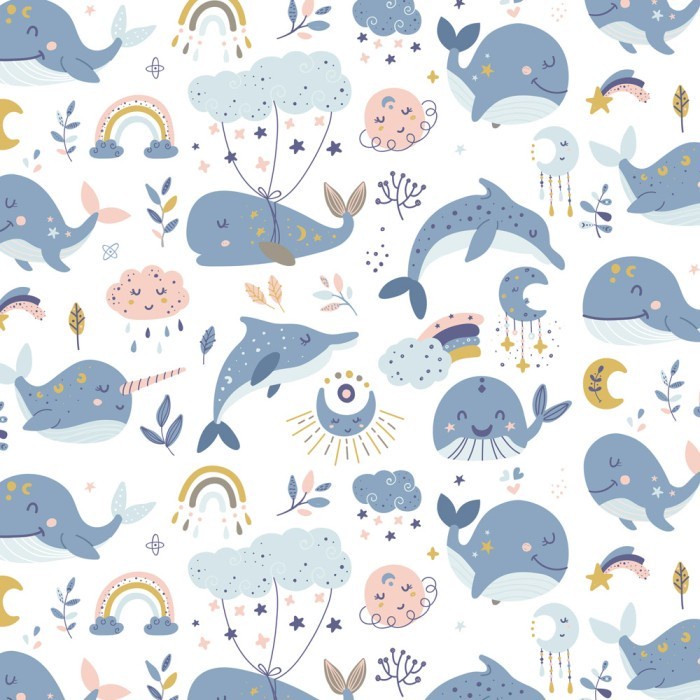 

BUY 3 GET 4 Kertas Kado Baby / New Born Harvest Baby Land - Whale