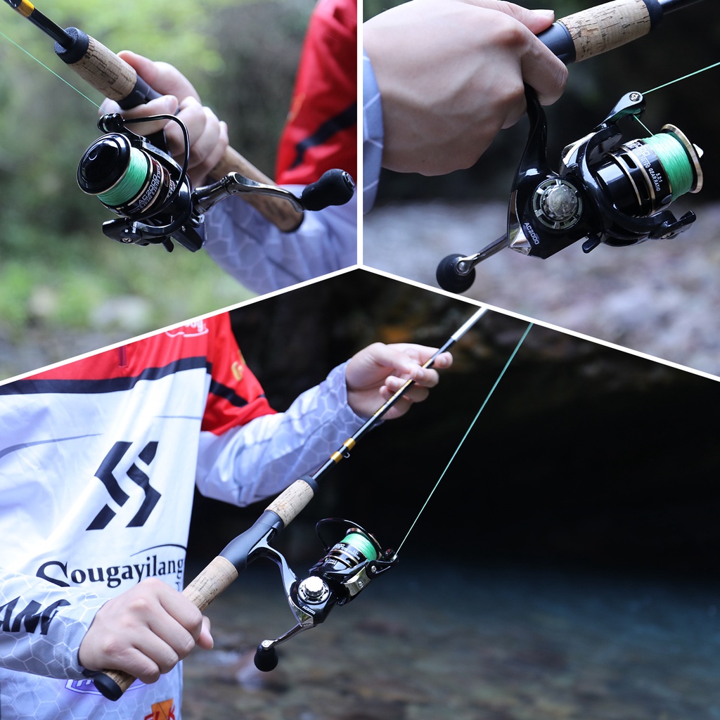 Sougayilang Joran Pancing 1.8M-2.1M Portabel Fiber Karbon Teleskopis Fishing Rod  5.2:1 GR Gulungan Pemintalan Memancing Kanan/Kiri Dapat Diganti Pegangan dan Pancing Umpan Pancing Untuk Air Tawar