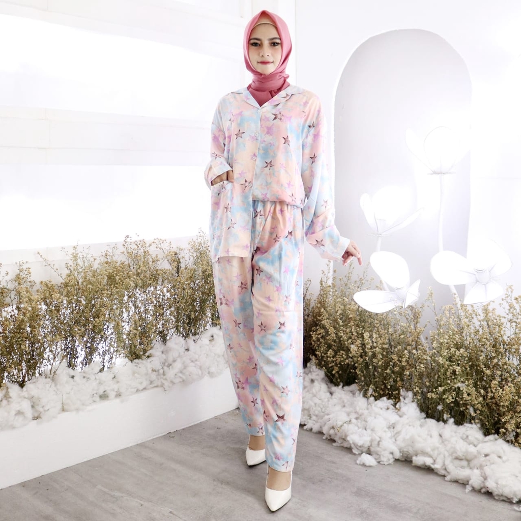 Piyama Tie Dye PP Collection 1 Fizah Eka Bambo Ratie Dinar & Tary Piyama Rayon Piyama Jumbo-8
