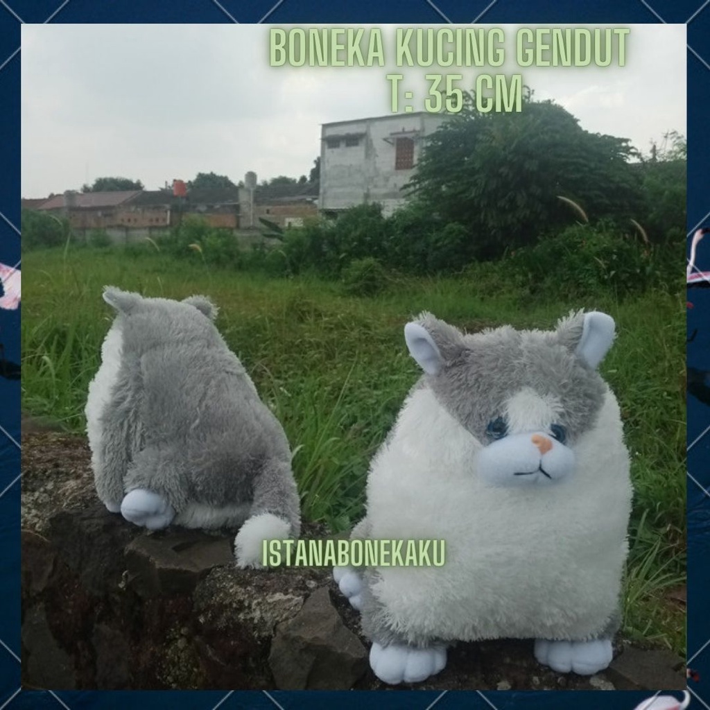 Boneka Kucing Gendut Lucu Gemesin T : 35 cm Bulu Halus Dacron Murni