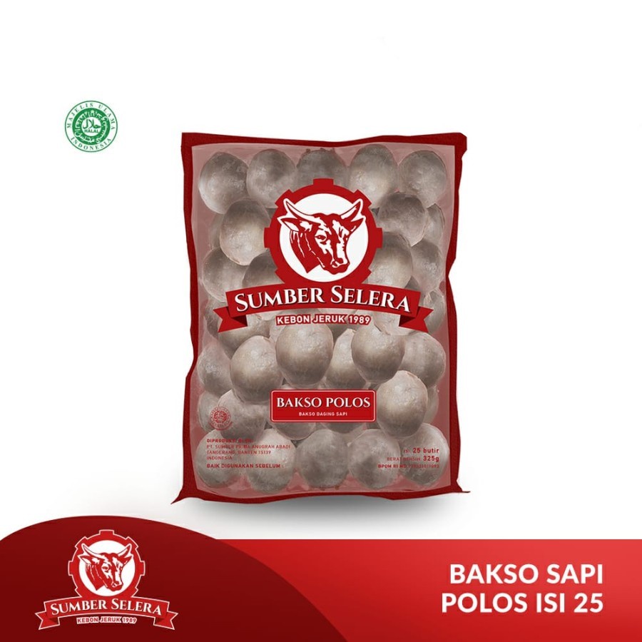 

BAKSO SAPI POLOS SUMBER SELERA 325GR BASO DAGING BEEF MEATBALL 25PCS HALAL