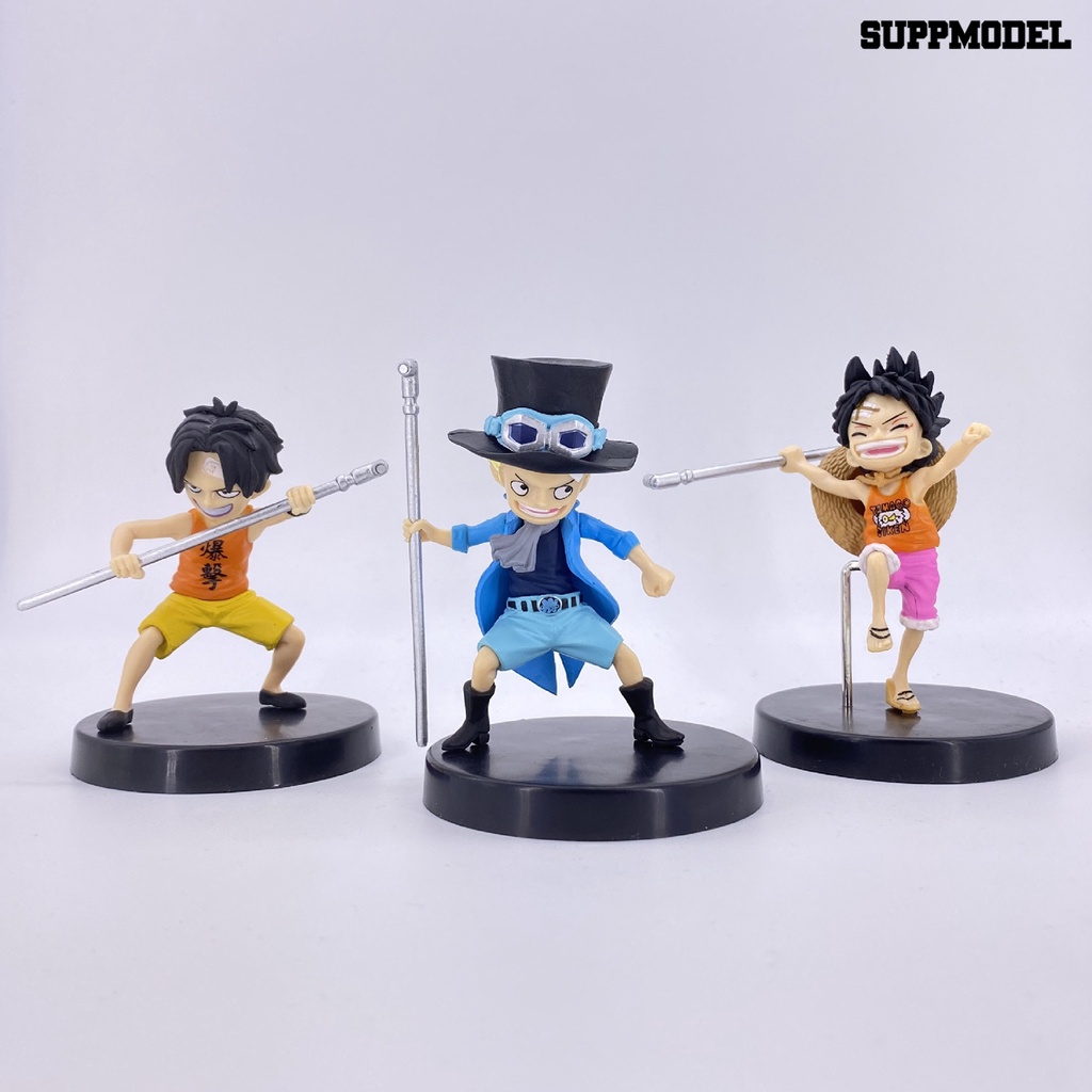 3pcs Action Figure model Anime One Piece Luffy Untuk Dekorasi