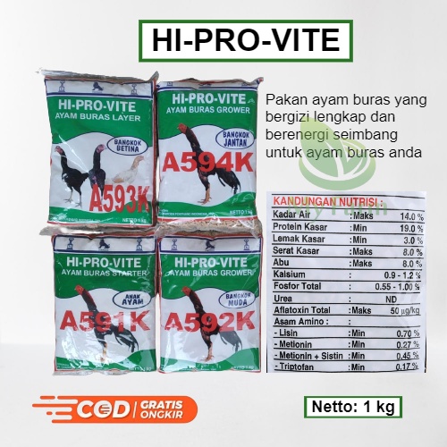 Hi Pro Vite Pur Pakan Ayam Bangkok A591k A592k A593k A594k 1 Kg Kemasan Pabrik Voer Makanan Ayam Bur