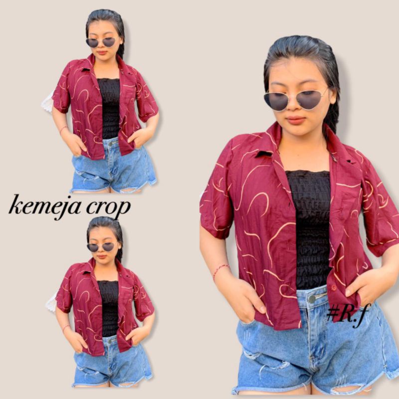 Kemeja garis / kemeja crop best seller