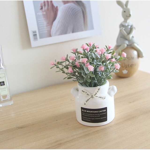 BUNGA PLASTIK TANAMAN ARTIFICIAL FLOWER GYPSOPHILA VAS KERAMIK BUNGA PALSU HIAS-1