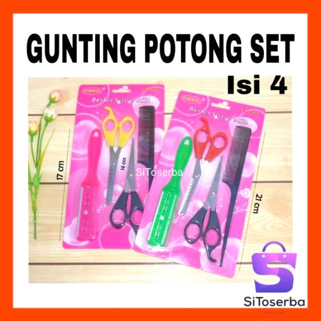 GUNTING POTONG SET ISI 4 - GUNTING SASAK - SISIR - GUNTING POTONG - CUKUR RAMBUT