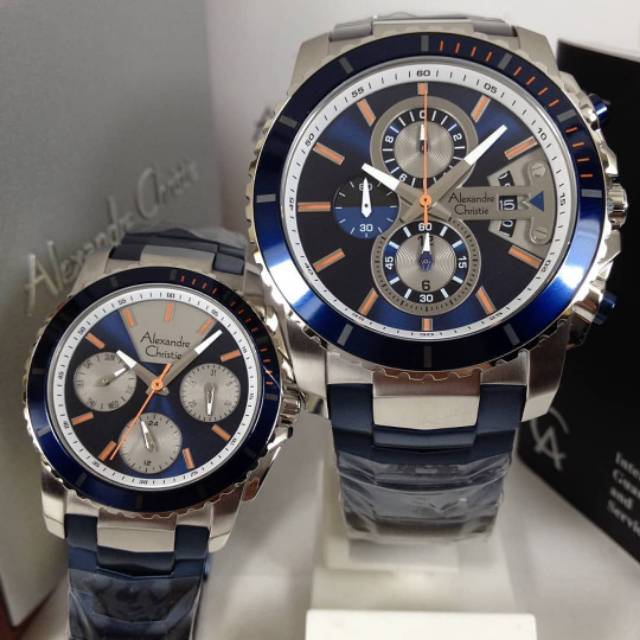 Alexandre christie original ac6455 blue silver couple