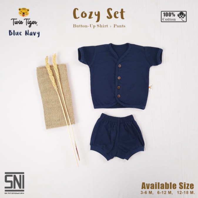 COZY SET Setelan Pendek TWIN TIGER SETELAN BAJU BAYI BAJU ANAK 3-18 BULAN Comfy earth series