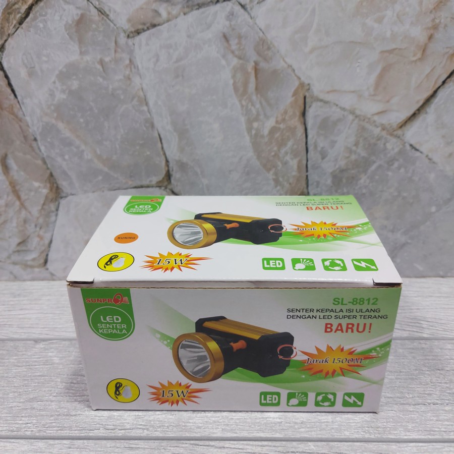 Senter Kepala Sunpro Led Cahaya Kuning dan putih  Sunpro SL-8812 Senter Jidat