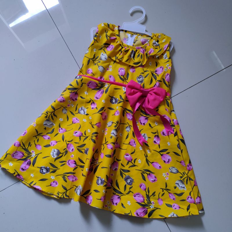 Dress anak 2 3 tahun singket motif bunga tulip singlet