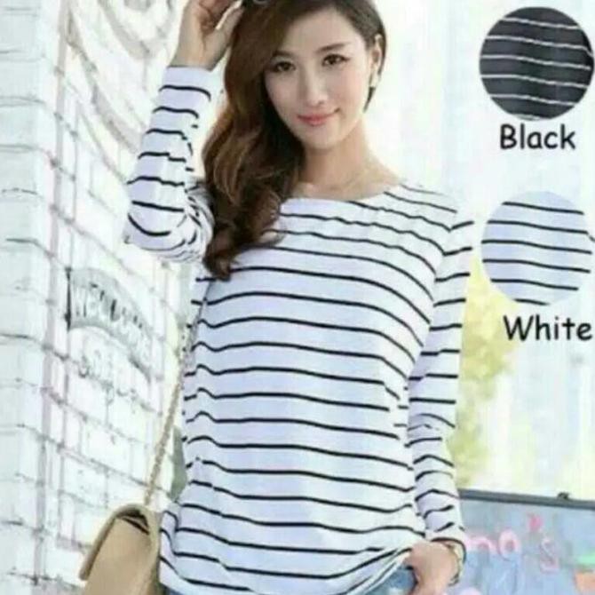 Jual Termurah Stripe Tee Xl ( Jumbo ) /Atasan Wanita / Kaos Belang Harga Diskon