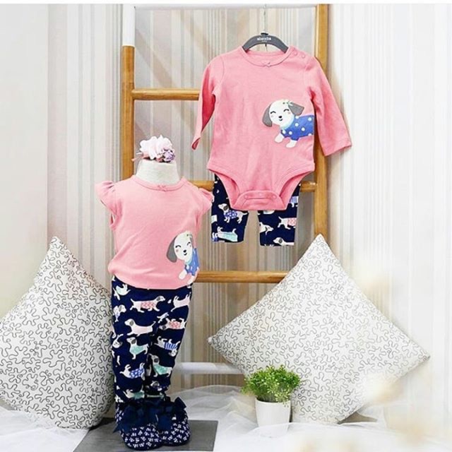 Baju bayi perempuan/jumper lengan panjang + celana panjang bayi perempuan sz 12m
