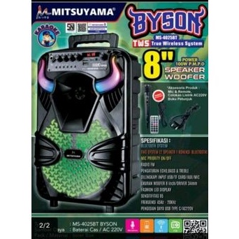 speaker aktif TWS 8 in mitsuyama Ms-4025sery Byson