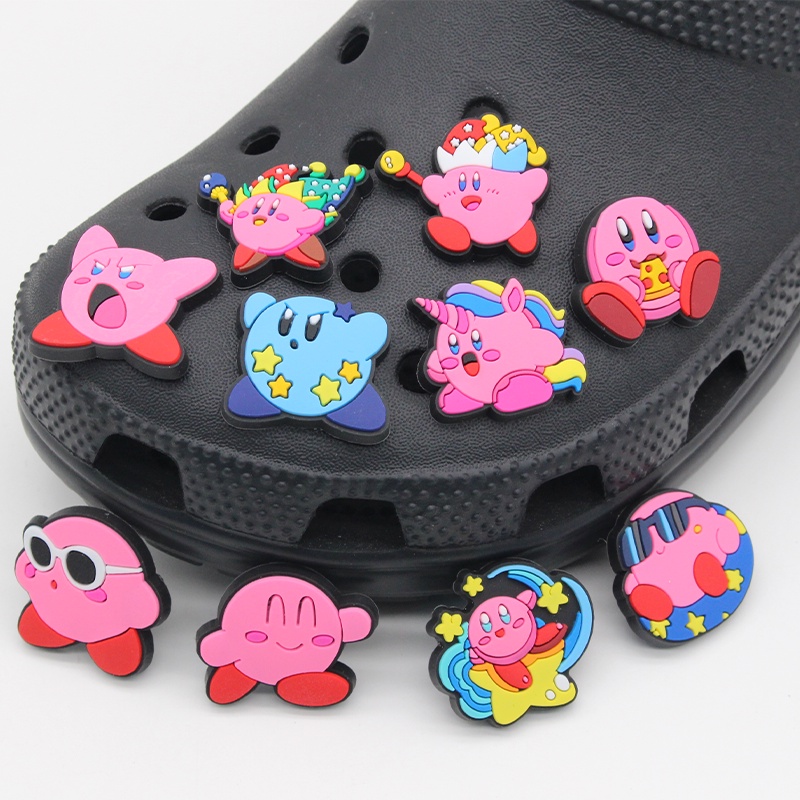 Kirby New Hot 1pcs Sandal accessories Pin Motif Kartun anime Jibbitz crocs  Bahan DIY untuk menghias sepatu gadis decorate shoe charms Hadiah