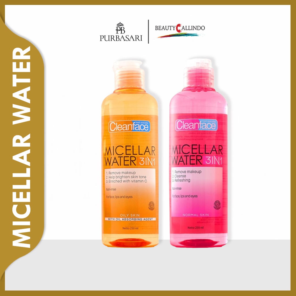 Purbasari Clean Face Micellar Water 3in1 | Claenaface Micellar Water 3 in 1 Normal Skin | Oily Skin