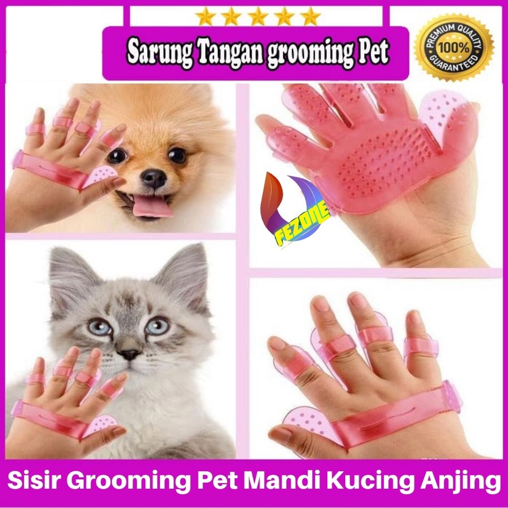 Sikat Mandi Pijat Anjing Kucing | Sisir Karet Sarung Tangan Mandi ｜ SISIR TAPAK TANGAN - Sisir Karet Mandi Pijat Bulu Kucing Anjing FEZONE