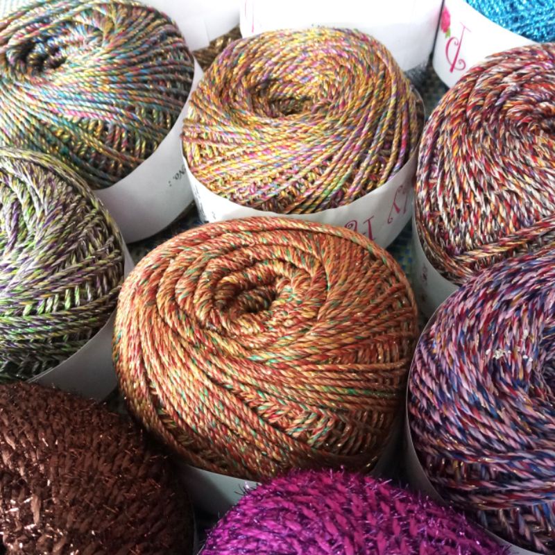 Benang Rajut Poly Sembur Gliter, Full Gliter, Cornely  Rose