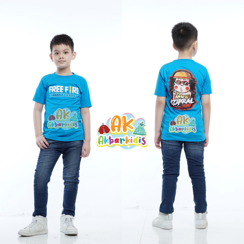 (GRATIS ONGKIR) 5-14 tahun Kaos anak free fire evos tangan pendek Kaos anak FF Laki Laki karakter ko