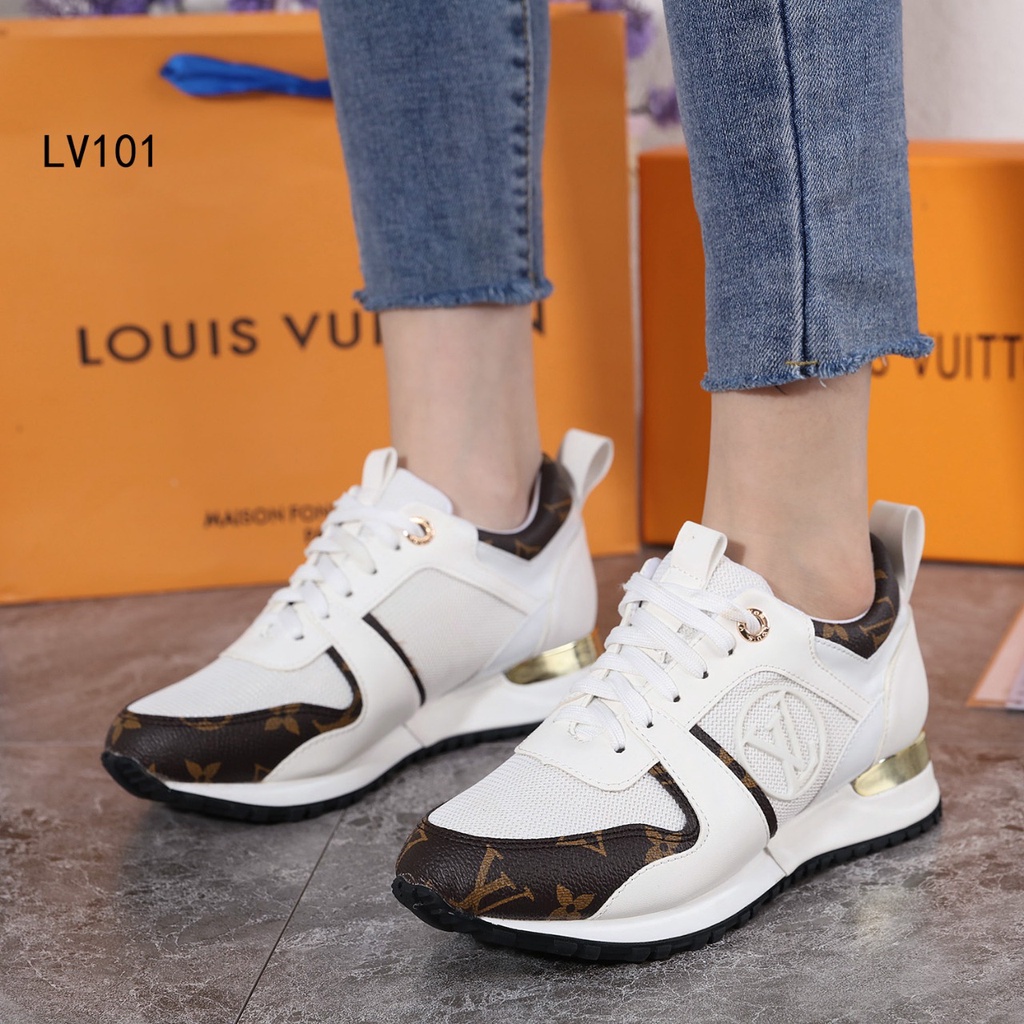 LLV  Run Away Leather Calfskin &amp; Monogram Canvas Sneakers LV101