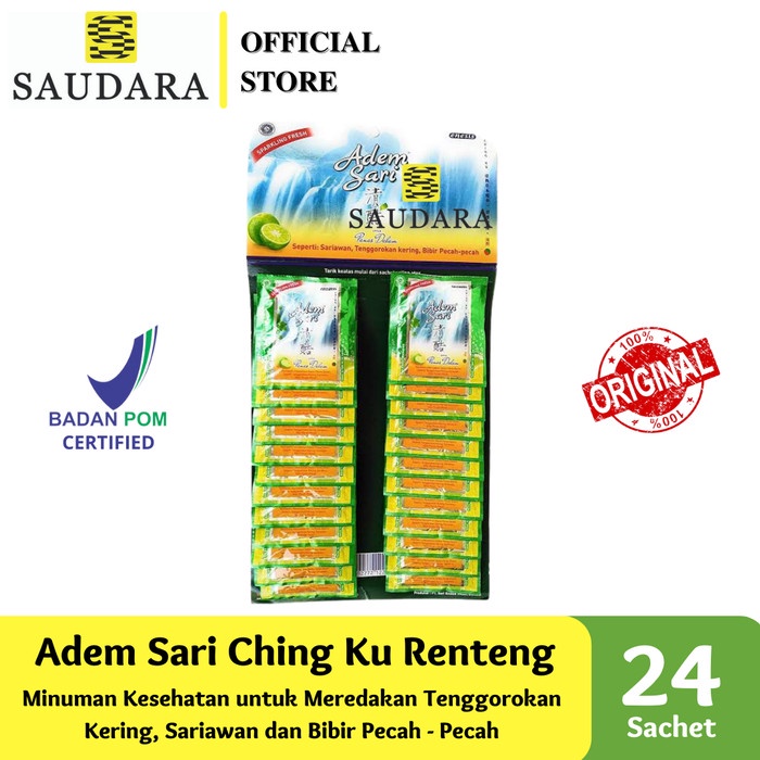 

Adem Sari Renteng isi (24 Sachet), Adem Sari Dus isi (5 Sachet) - Renteng 24's (BERKUALITAS)