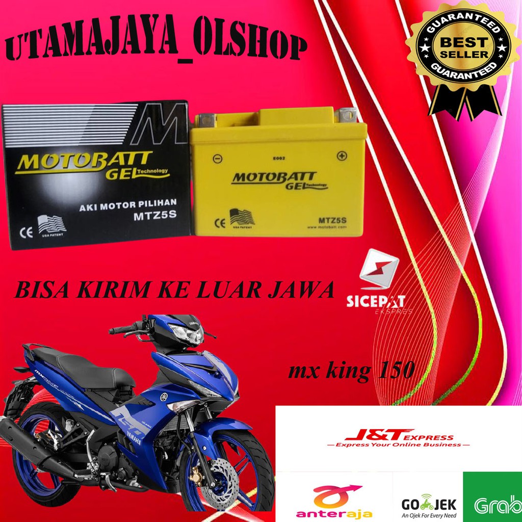 Aki motor HONDA yamaha MX king 150 motobatt MTZ5S accu gel kering MTZ-5S original