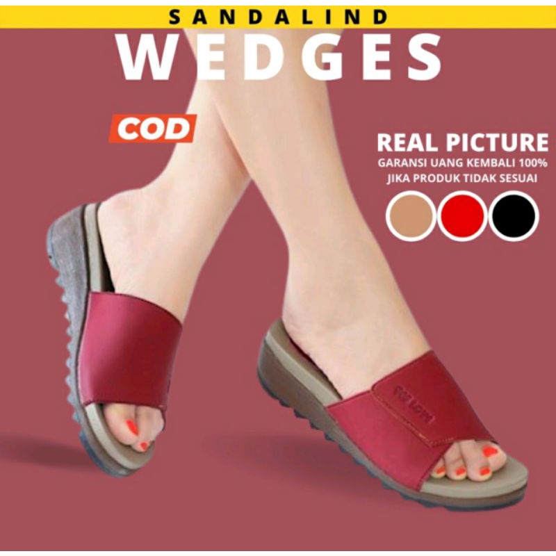 Invincible Wedges Wanita Casual Sandal Wedges Wanita Selop Kokop Terbaru Kekinian