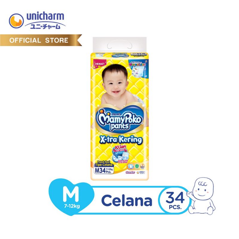 Mamypoko Pants Xtra Kering M 34 popok celana