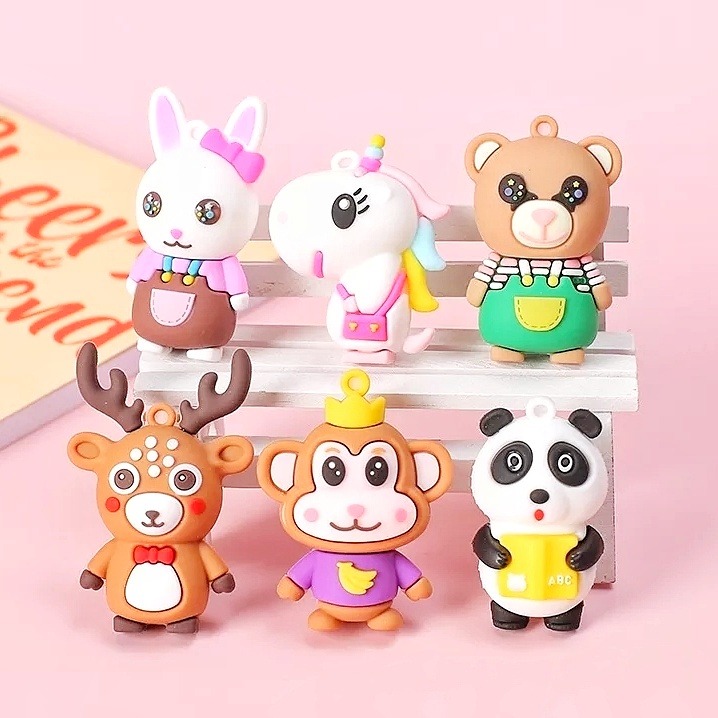 GANTUNGAN KUNCI BINATANG LUCU // Ganci Karakter Kelinci Panda Monyet Rusa Unicorn Beruang Unik Lucu | Gantungan tas | Bag Charm | Souvenir Murah | Keychain | COD