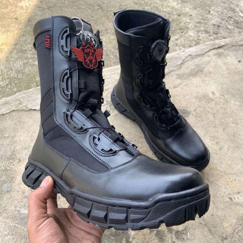 SEPATU PDL TALI PUTAR MODEL JATAH POLRI MERK APIK BAHAN KULIT SAPI ASLI SEPATU PDL DINAS LAPANGAN TNI POLRI SECURITY SATPAM SEPATU BOOTS PRIA DAN WANITA