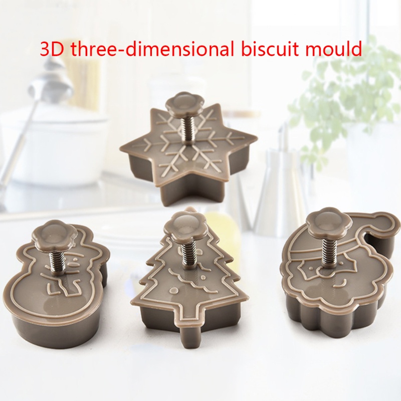 Zzz 4pcs / Set Cetakan Kue / Cookies Bentuk Manusia Salju / Snowflake 3D Untuk Pesta Natal