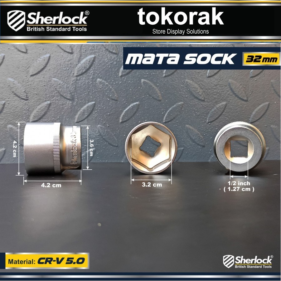 MATA KUNCI SOK 32 MM 1/2 INCH 6 PT SHERLOCK - MATA SHOCK