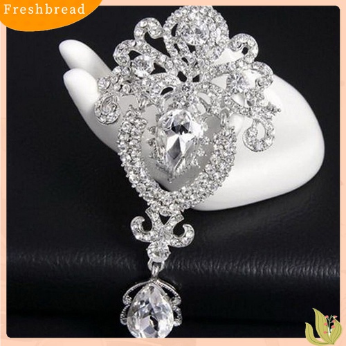 [ TERLARIS]Women Large Flower Bridal Crown Crystal Rhinestone Brooch Pin Jewelry Charm