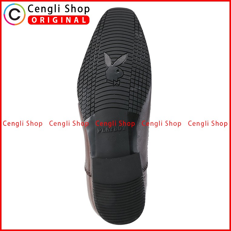 PLAYBOY SEPATU PANTOFEL KULIT FORMAL PRIA ORIGINAL TERBARU COKLAT PL65