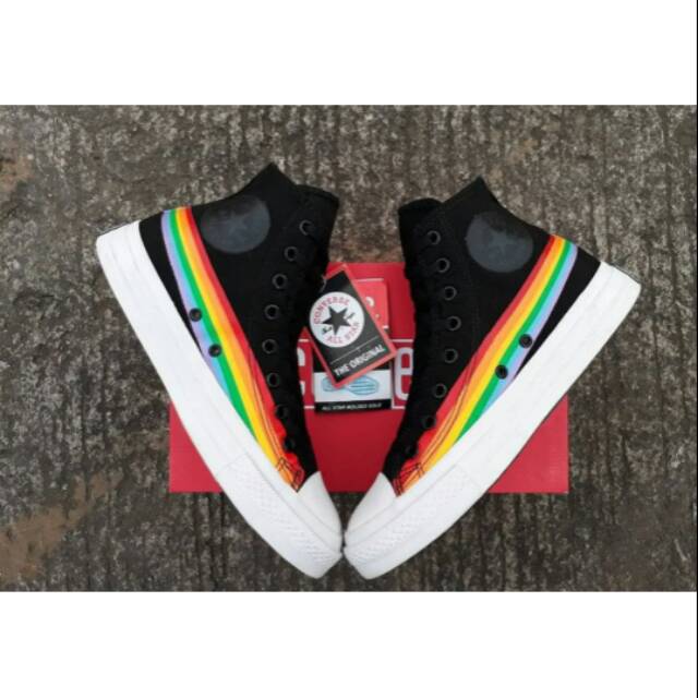 SEPATU ALL STAR CONVERSE HIGH CHUCK TAYLOR 1970s 70S PREMIUM BLACK LIST RAINBOW BNIB (BIG SALE)