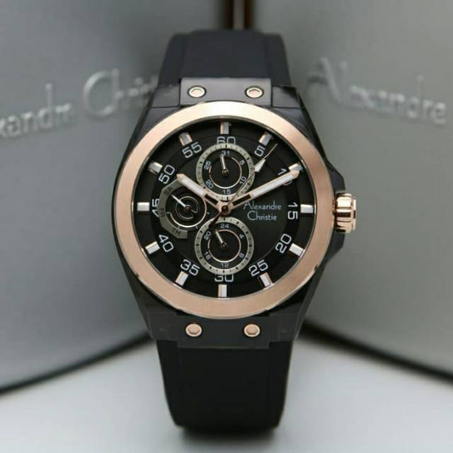 Alexandre Christie 6546 Black Rosegold Pria/Cowok Original