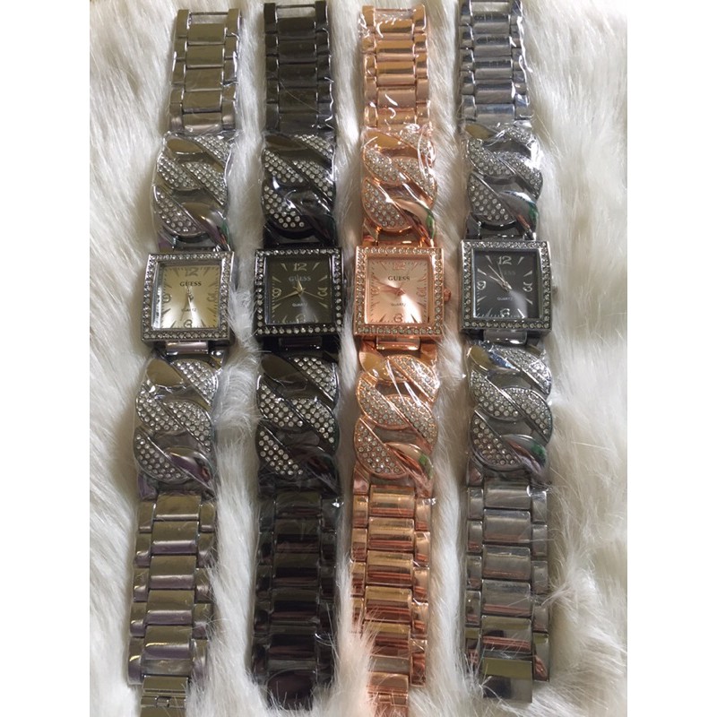 Jam tangan Guees rantai  kepang permata wanita