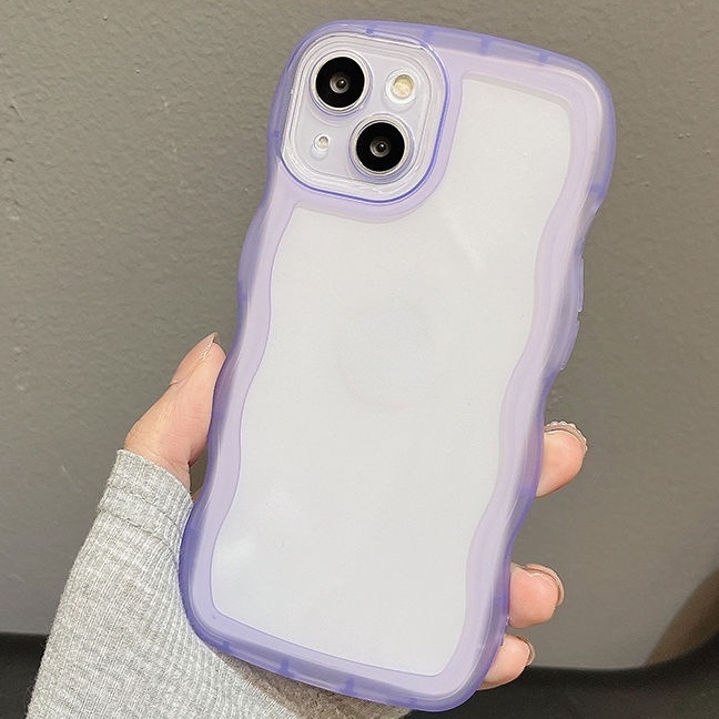 Case Warna Solid Dengan Bingkai Gelombang Untuk iphone 12 13 11 Pro Max X Xs Max Xr