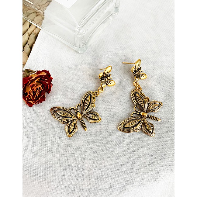 LRC Anting Tusuk Fashion Alloy Butterfly Earrings F92554