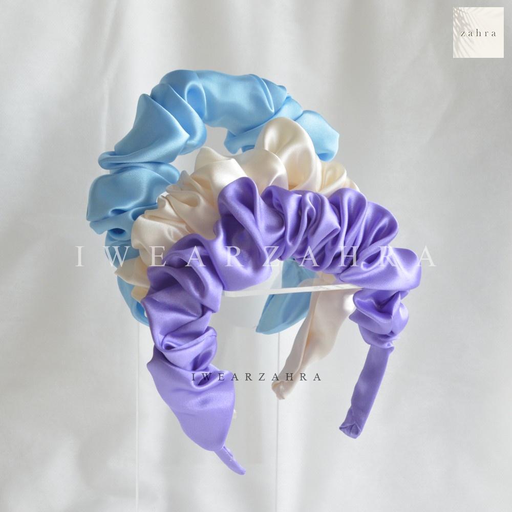 [ GROSIR 50 PCS ] BANDO SATIN - bandana korea aksesoris rambut scrunchie kerut puff headband ruffle