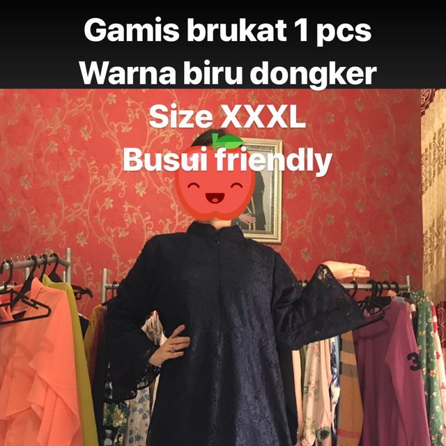 Gamis brukat biru dongker size jumbo XXXL