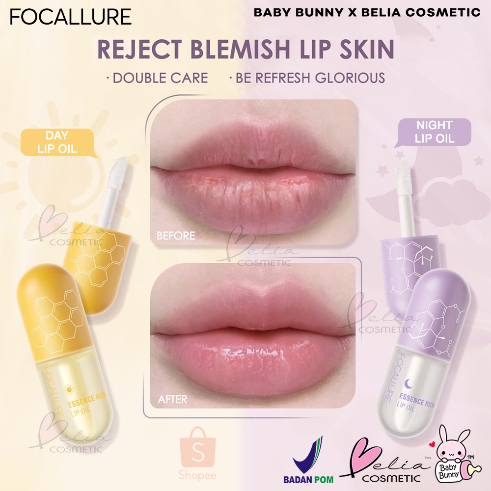 ❤ BELIA ❤ FOCALLURE Essence Rich Lip Oil FA330 | Day &amp; Night | Lip Serum | Lip Gloss | BPOM