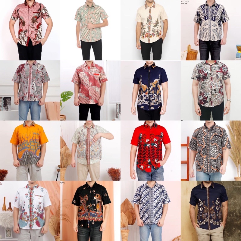 REGGY TOP STANDAR &amp; MAN JUMBO - Kemeja Batik Tangan Pendek Pria Atasan Pria / 021 / 023 / 113 / MIX