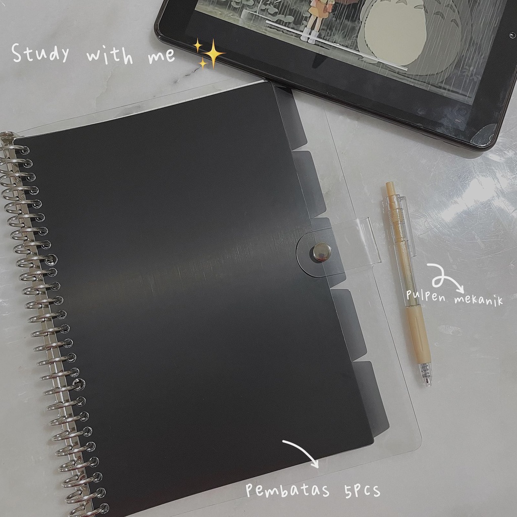 

[HARU] Pembatas Binder Hitam Set A5 B5 A6 5pcs