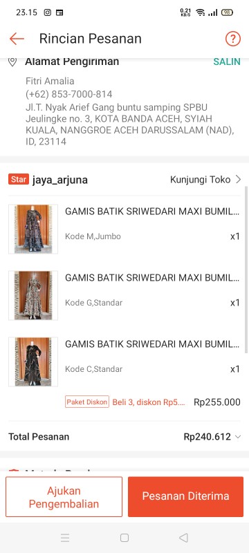 Gamis Batik Sriwedari Maxi Bumil/busui Katun Sogan Allsize & Jumbo