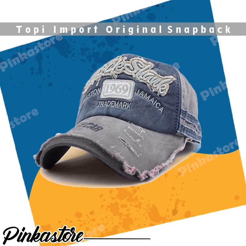 Topi Baseball Pria Distro Import Bahan Katun Denim Halus Motif Sobek Original Casual