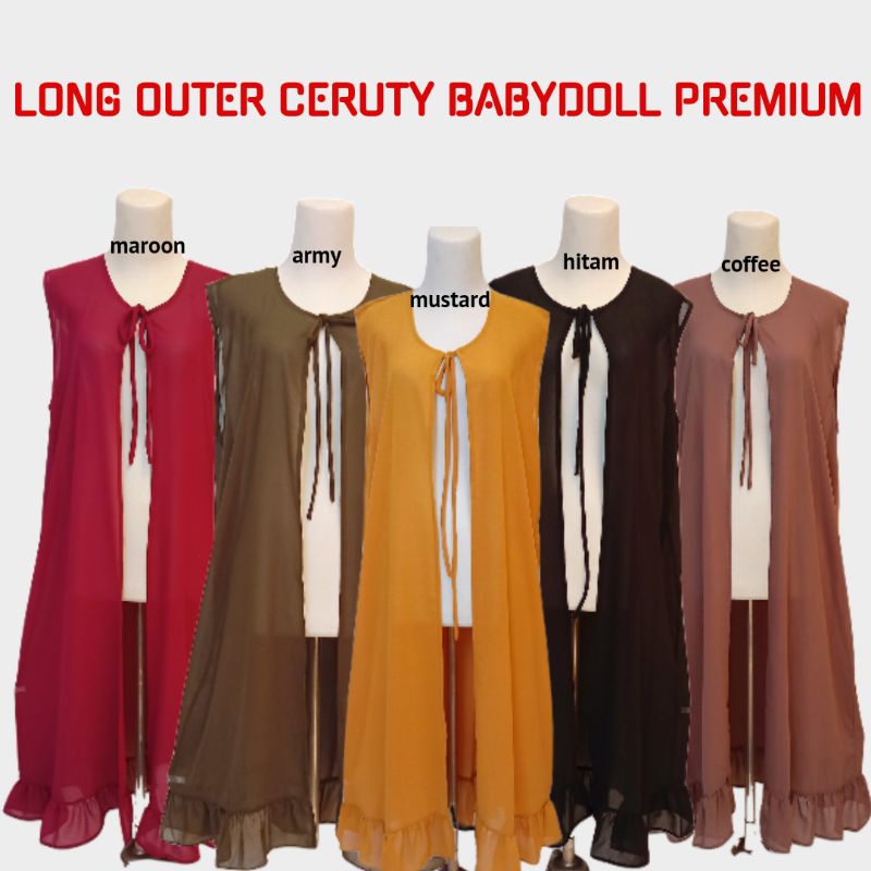 Long Outer Cardigan Wanita Polos Ceruty babydoll Long outer korean style hijab