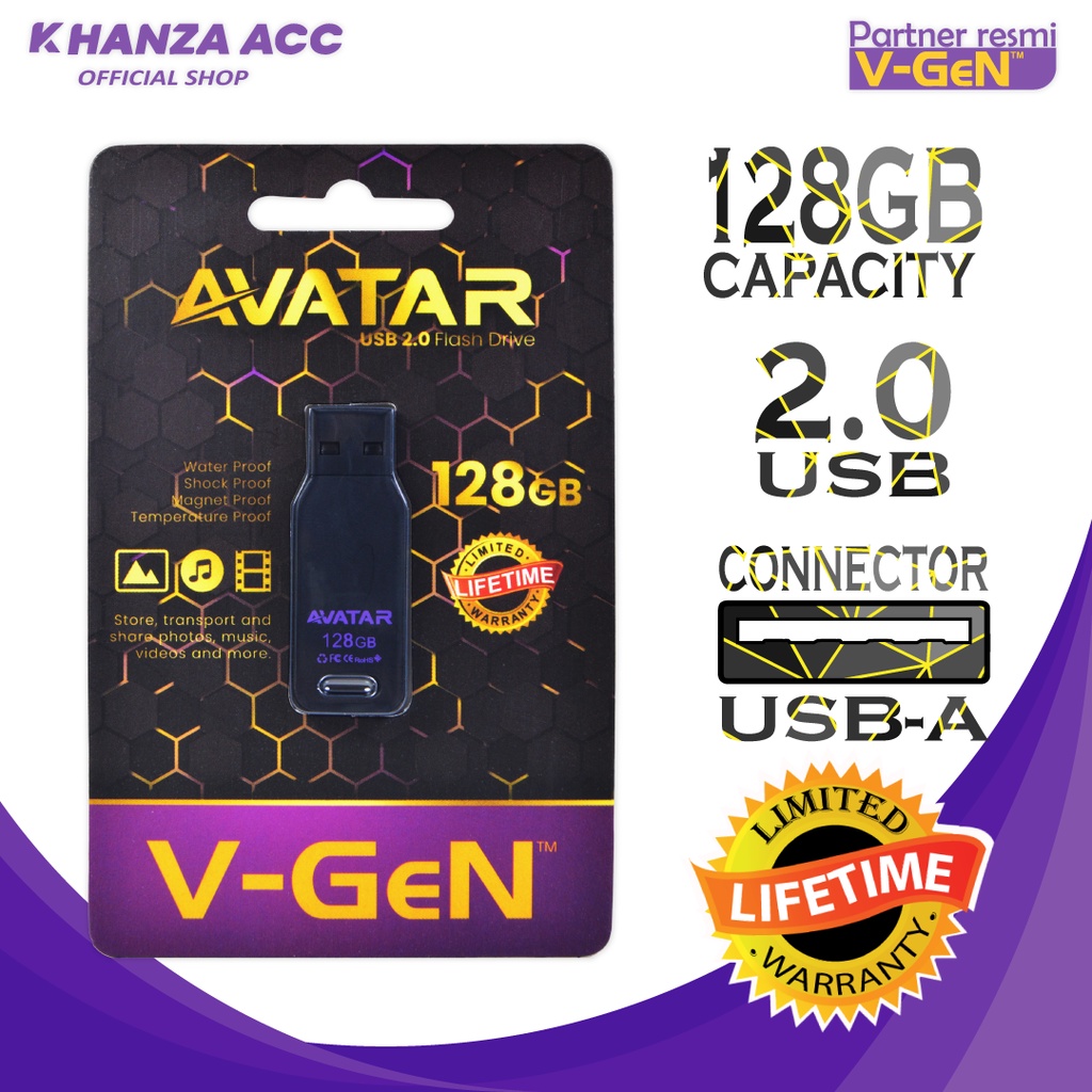 KHANZAACC Flashdisk VGEN Avatar 8GB 16GB 32GB 64GB 128GB USB 2.0 Flashdrive Original Bergaransi