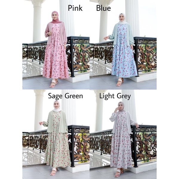 HANYA INNER MOUDI MAXI (Ld 98 Pjg 133) - Dress Crinkle Bungan Tanpa Lengan