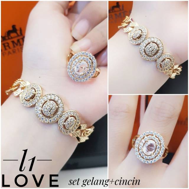 Xuping gelang dan cincin lapis emas 24k 1141i